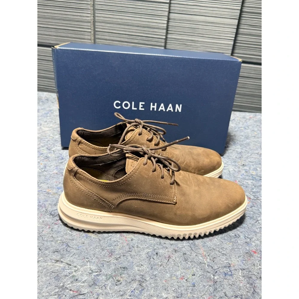 Cole Haan Grand+‎ Plain Toe Oxford Riverstone Leather Shoes Mens 8 C40389 NEW